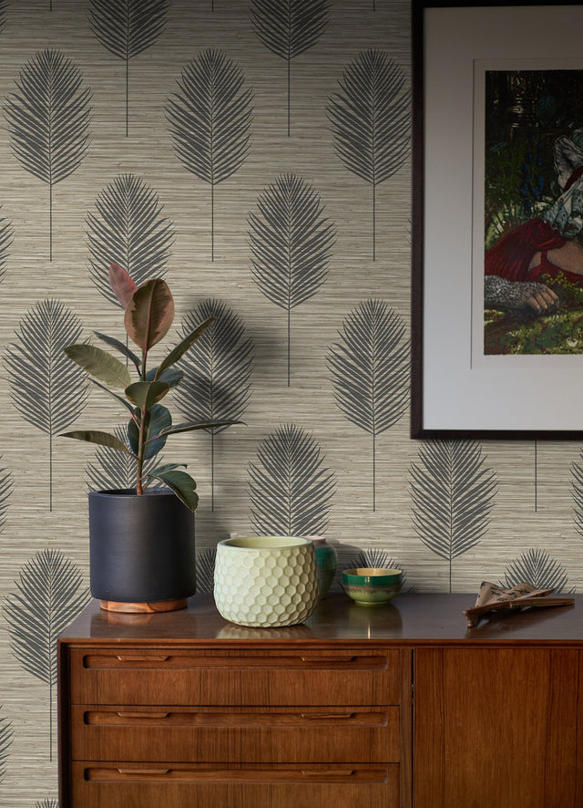 Bali Light Brown Fern Textured Wallpaper with Coastal Botanical Leaves Pattern - A-Street Prints 2988-70206