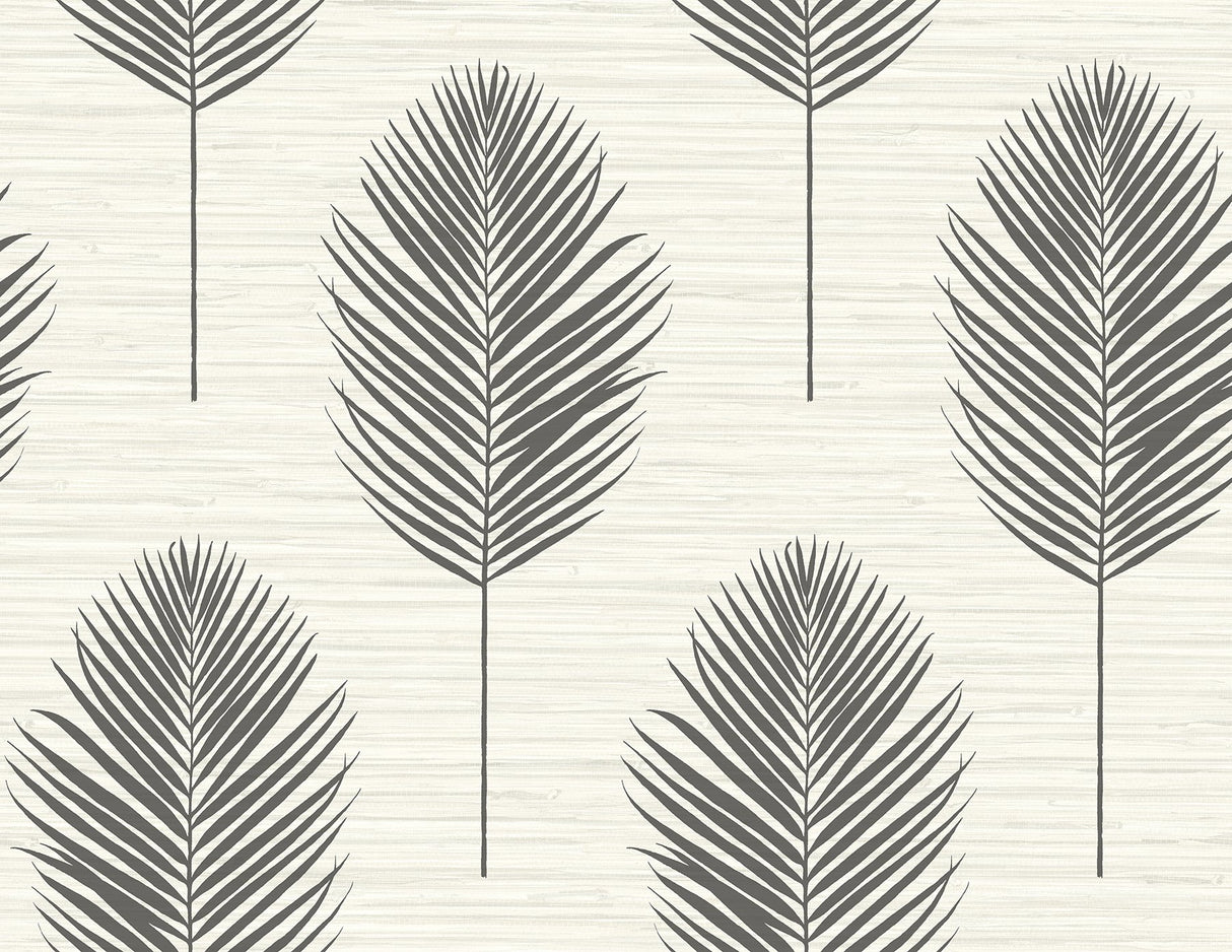 Bali Black Fern Wallpaper with Textured Botanical Leaf Motif - A?Street Prints 2988-70210