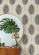 Bali Black Fern Wallpaper with Textured Botanical Leaf Motif - A?Street Prints 2988-70210