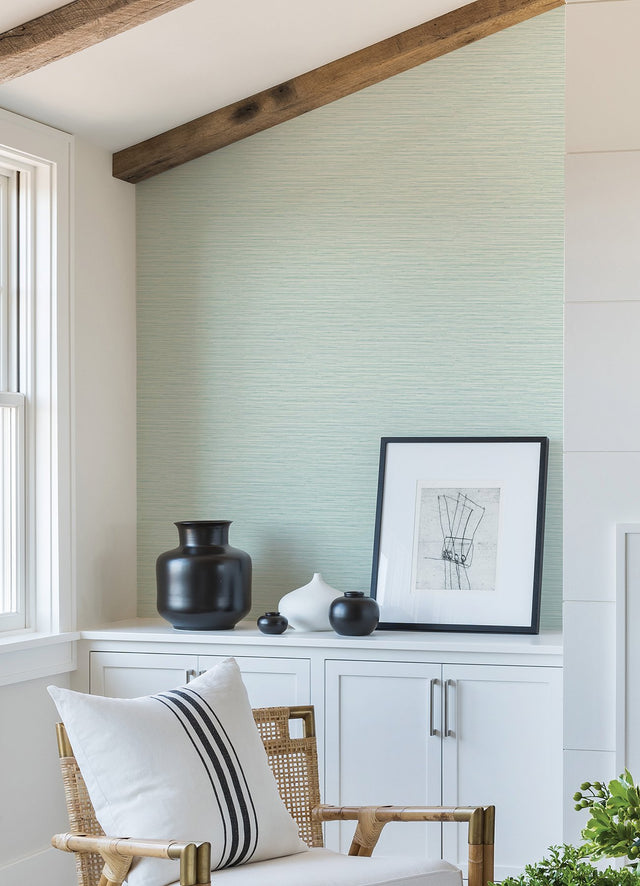 Rushmore Aqua Faux Grasscloth Textured Wallpaper with Graphics Pattern - A-Street Prints 2988-70302