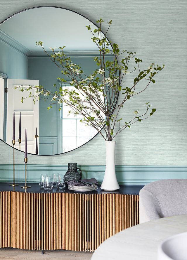 Rushmore Aqua Faux Grasscloth Textured Wallpaper with Graphics Pattern - A-Street Prints 2988-70302