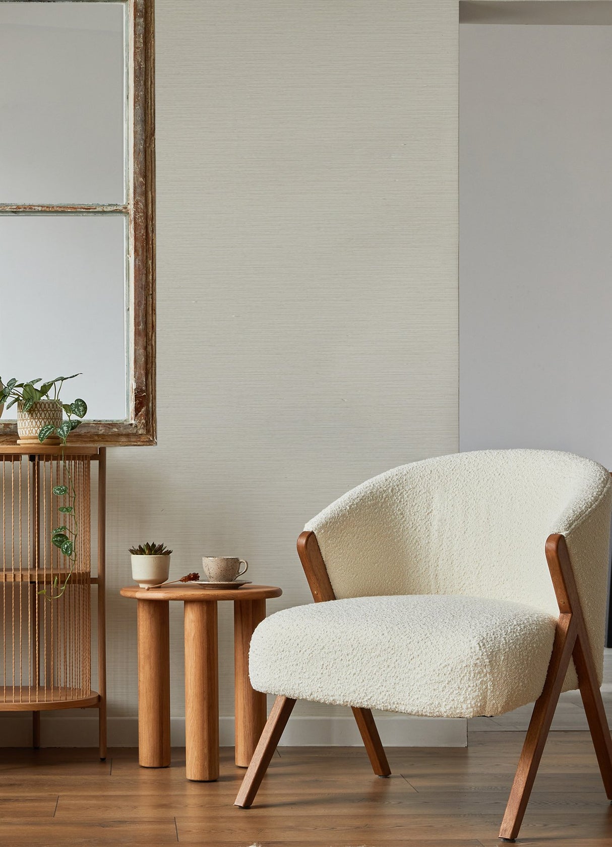 Rushmore Ivory Faux Grasscloth Textured Wallpaper - A-Street Prints 2988-70303