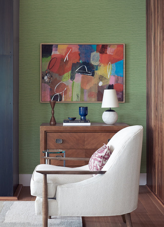 Rushmore Green Faux Grasscloth Wallpaper with Textured Graphic Pattern - A-Street Prints 2988-70304