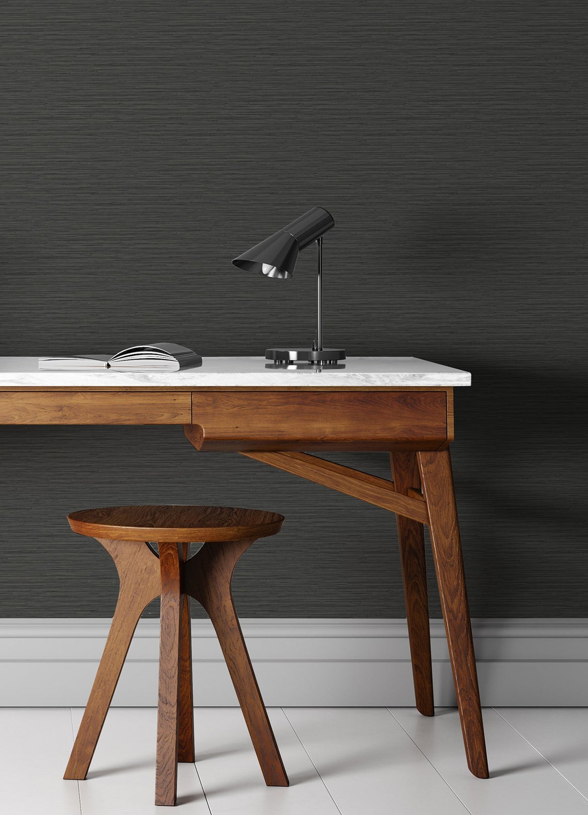 Rushmore Black Faux Grasscloth Textured Wallpaper - A-Street Prints 2988-70310