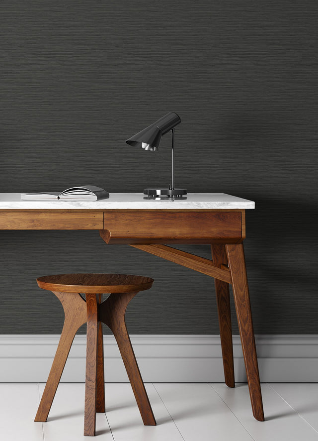 Rushmore Black Faux Grasscloth Textured Wallpaper - A-Street Prints 2988-70310