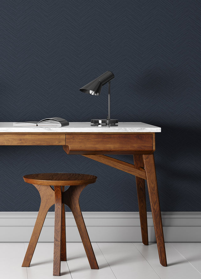 Apex Blue Weave Wallpaper with Textured Chevron Graphics - A-Street Prints 2988-70402