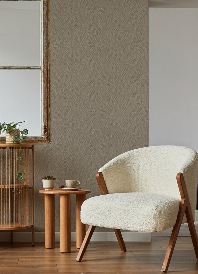 Apex Light Brown Weave Wallpaper with Textured Chevron Graphics - A?Street Prints 2988-70405