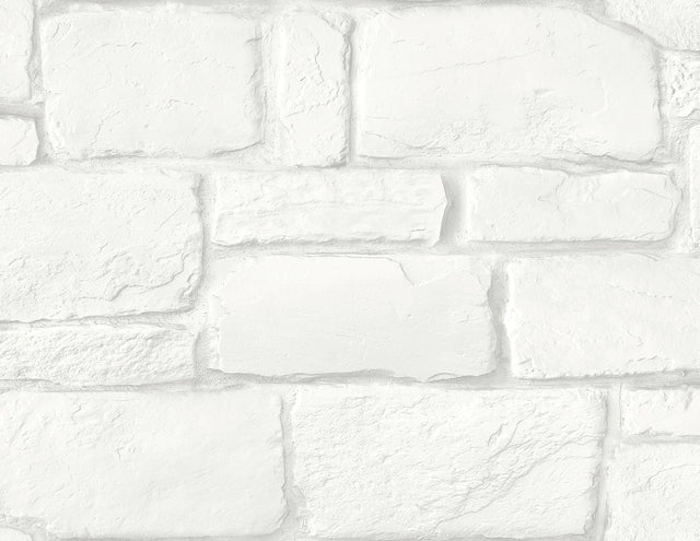 Casablanca White Stone Wallpaper with Textured Faux Stone Pattern - A-Street Prints 2988-70500
