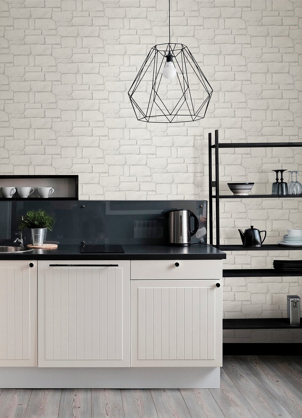 Casablanca White Stone Wallpaper with Textured Faux Stone Pattern - A-Street Prints 2988-70500