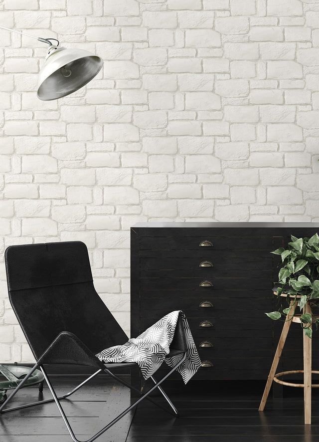 Casablanca Ivory Stone Textured Wallpaper with Rustic Stone Motif - A-Street Prints 2988-70503