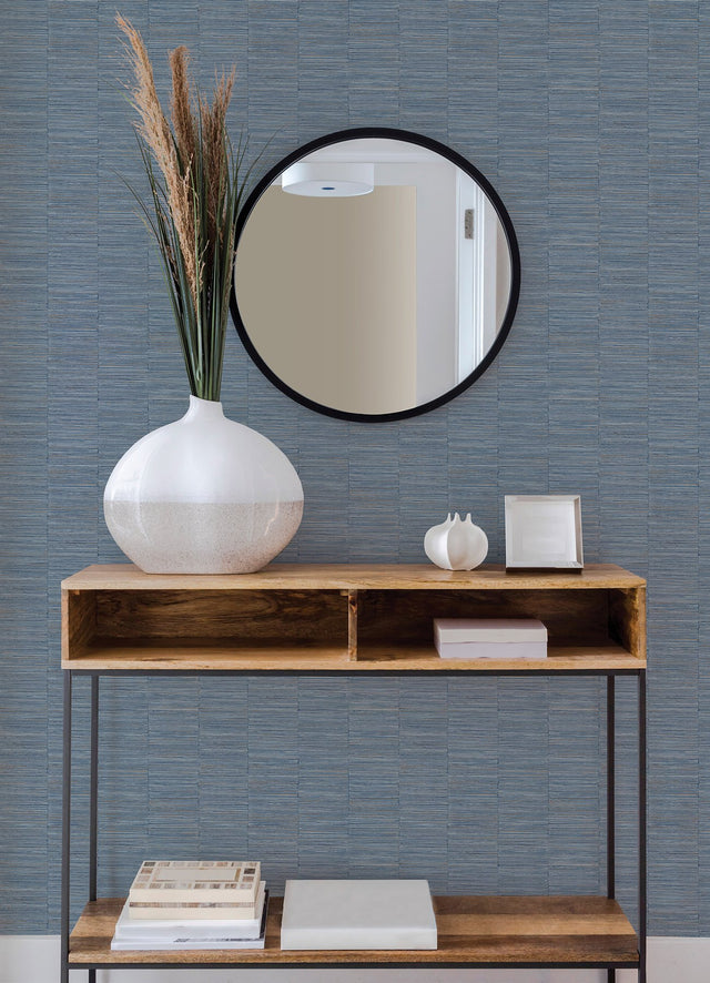 Jenga Blue Striped Column Textured Vinyl Wallpaper - A-Street Prints 2988-70602