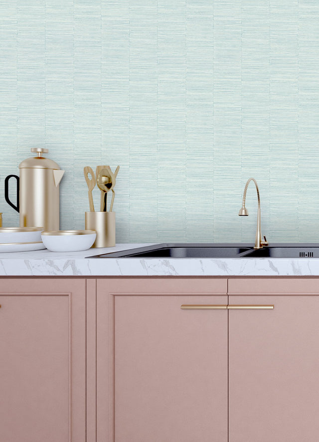 Jenga Aqua Striped Column Wallpaper with Textured Geometric Abstract Pattern - A-Street Prints 2988-70604