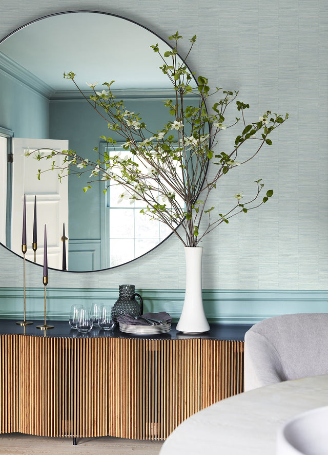 Jenga Aqua Striped Column Wallpaper with Textured Geometric Abstract Pattern - A-Street Prints 2988-70604