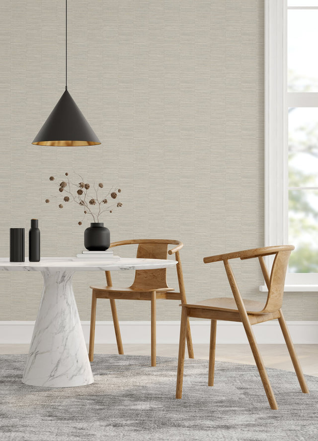 Jenga Light Grey Striped Column Wallpaper with Textured Abstract Geometric Design - A-Street Prints 2988-70605