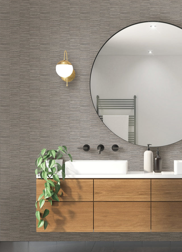 Jenga Charcoal Striped Column Wallpaper with Textured Geometric Pattern - A-Street Prints 2988-70608