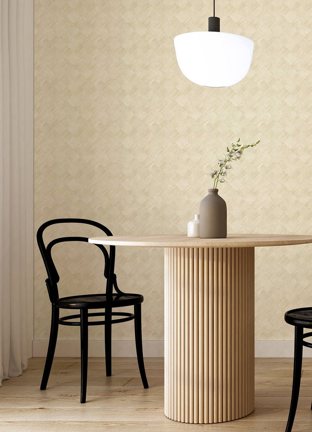 Thriller Cream Wood Tile Wallpaper with Modern Geometric Checkerboard Pattern - A-Street Prints 2988-70803