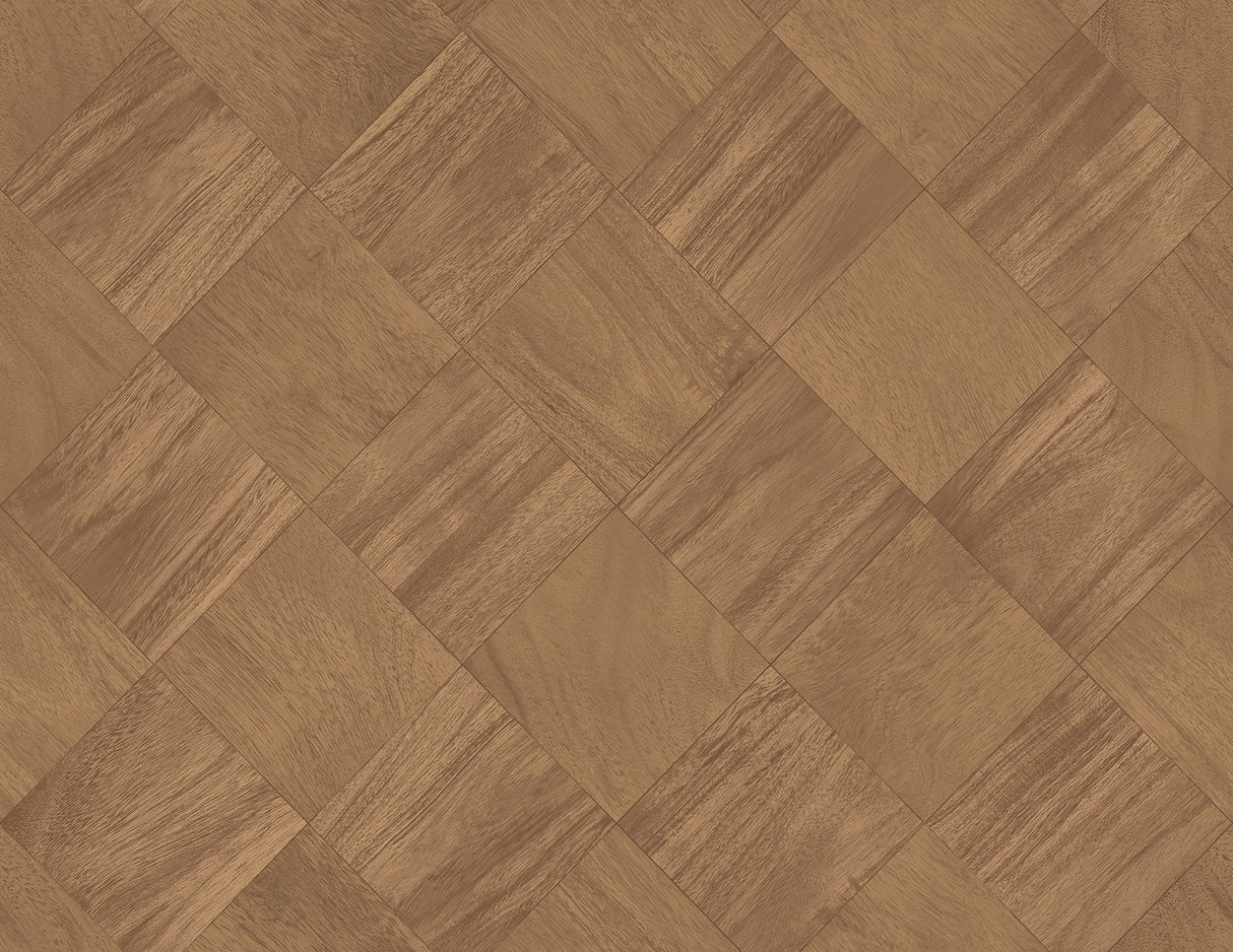 Thriller Chestnut Wood Tile Wallpaper with Modern Geometric Wood Tile Pattern - A-Street Prints 2988-70806