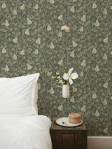 Pirum Green Pear Wallpaper with Botanical Fruit Motif, Scandinavian Style - A-Street Prints 2999-13105