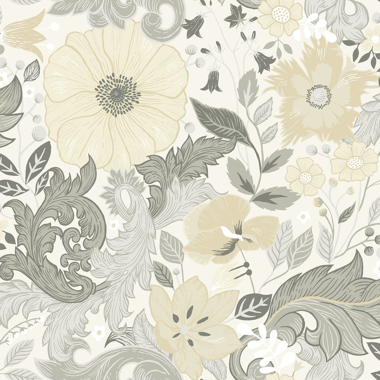 Victoria Pastel Floral Nouveau Wallpaper in Pastel Botanical Farmhouse - 2999-13106