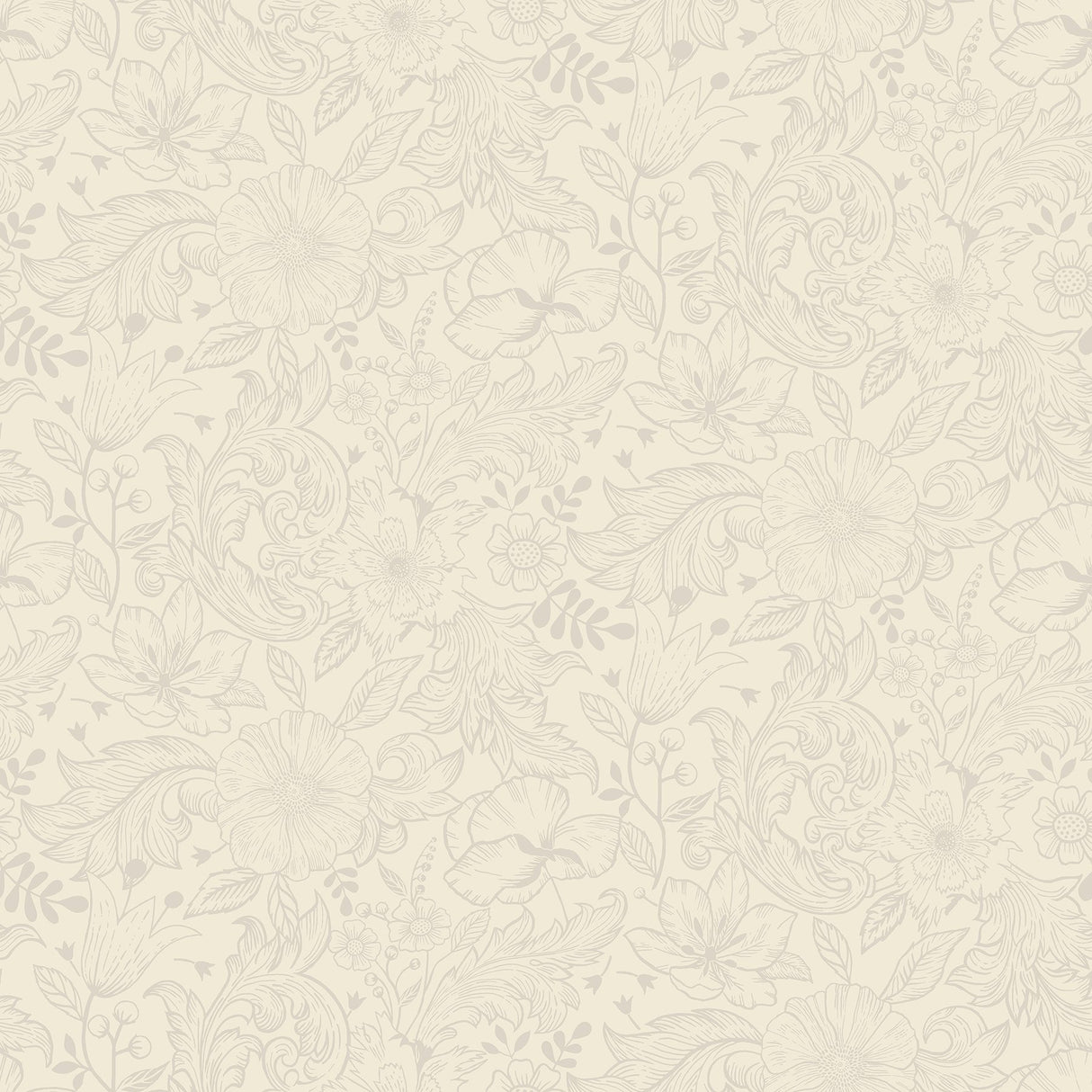 Wilma White Floral Block Print Wallpaper - A-Street Prints 2999-13125