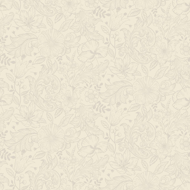 Wilma White Floral Block Print Wallpaper - A-Street Prints 2999-13125