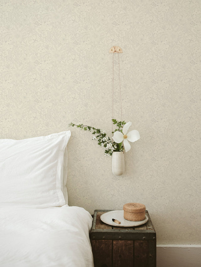 Wilma White Floral Block Print Wallpaper - A-Street Prints 2999-13125