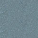 Wilma Blue Floral Block Print Wallpaper with Farmhouse Botanical Motif - Brewster 2999-13128