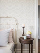 Rosali Cream Scroll Damask Wallpaper with Farmhouse Graphics Scrolls Pattern - A-Street Prints 2999-14005