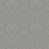 Rosali Grey Scroll Damask Wallpaper with Leafy Ironwork Motif - A-Street Prints 2999-14006