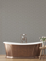 Rosali Grey Scroll Damask Wallpaper with Leafy Ironwork Motif - A-Street Prints 2999-14006