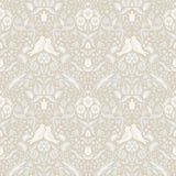 Niki Beige Country Kitsch Wallpaper with Scandinavian Bird and Floral Damask - Brewster 2999-14026