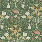 Froso Green Garden Damask Wallpaper with Botanical Floral Pattern, Modern Style - A-Street Prints 2999-24102