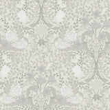 Froso Light Grey Garden Damask Wallpaper with Botanical Floral Pattern, Modern Non Woven Unpasted - Brewster 2999-24107