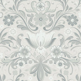Ostanskar Light Grey Retro Floral Wallpaper with Botanical Flowers Motif - A-Street Prints 2999-24109