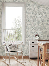 Ostanskar Light Grey Retro Floral Wallpaper with Botanical Flowers Motif - A-Street Prints 2999-24109