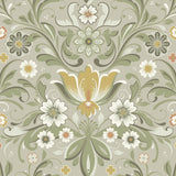 Ostanskar Green Retro Floral Wallpaper with Botanical Flowers Motif - A-Street Prints 2999-24113