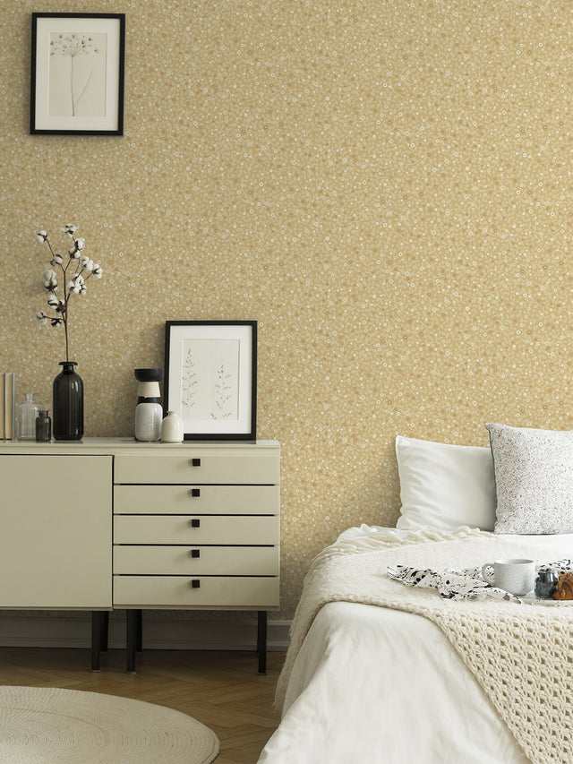 Hummelvik Yellow Daisy Trail Wallpaper with Botanical Vine Motif - A-Street Prints 2999-24129