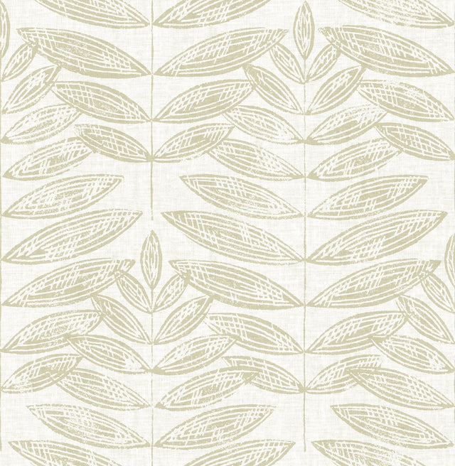 Akira Taupe Leaf Wallpaper with Scandinavian Botanical Leaf Motif - A-Street Prints 2999-25100