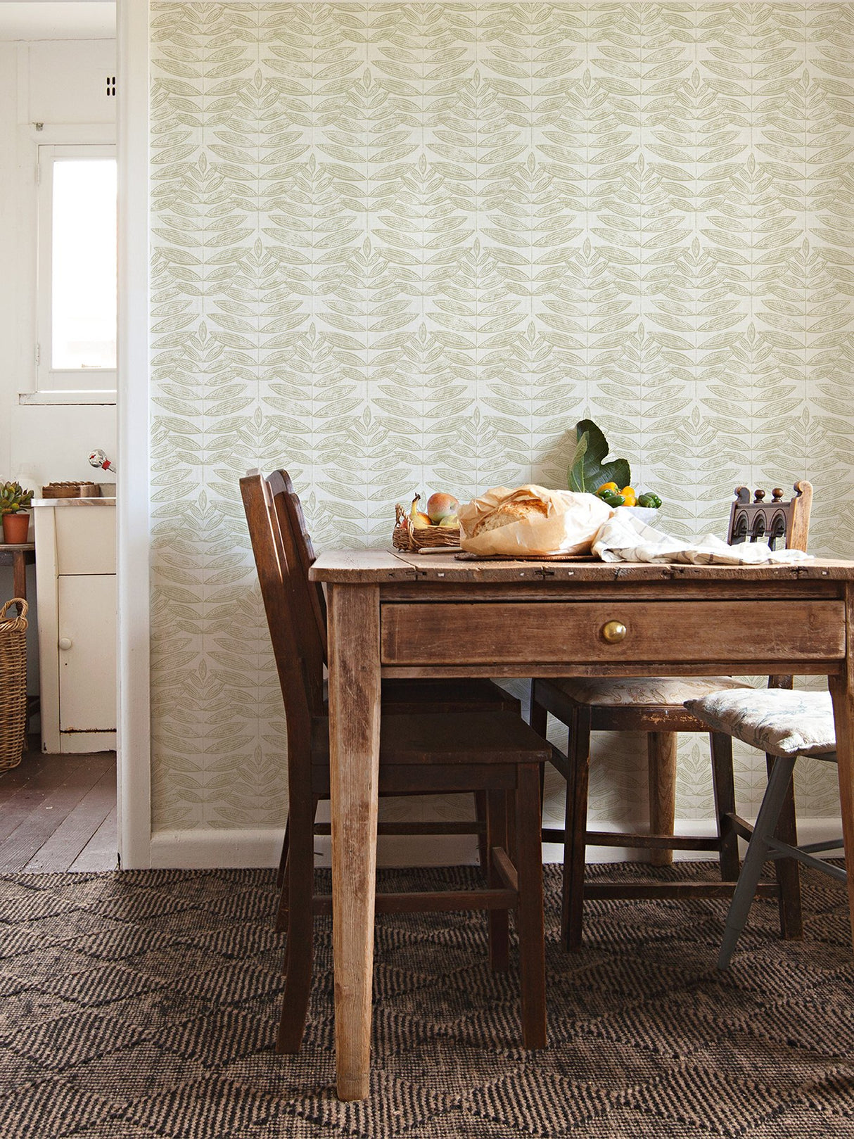 Akira Taupe Leaf Wallpaper with Scandinavian Botanical Leaf Motif - A-Street Prints 2999-25100