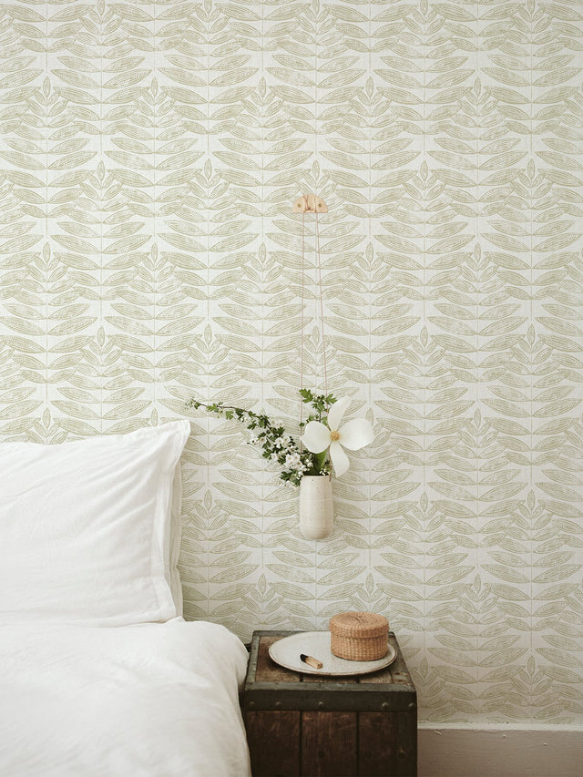 Akira Taupe Leaf Wallpaper with Scandinavian Botanical Leaf Motif - A-Street Prints 2999-25100