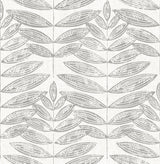 Akira Grey Leaf Wallpaper with Botanical Leaf Block Print - A?Street Prints 2999-25101