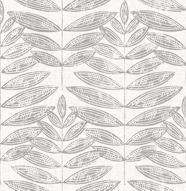 Akira Grey Leaf Wallpaper with Botanical Leaf Block Print - A?Street Prints 2999-25101