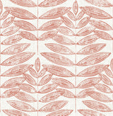 Akira Coral Leaf Wallpaper with Scandinavian Botanical Leaves Pattern - A-Street Prints 2999-25103