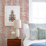 Akira Coral Leaf Wallpaper with Scandinavian Botanical Leaves Pattern - A-Street Prints 2999-25103