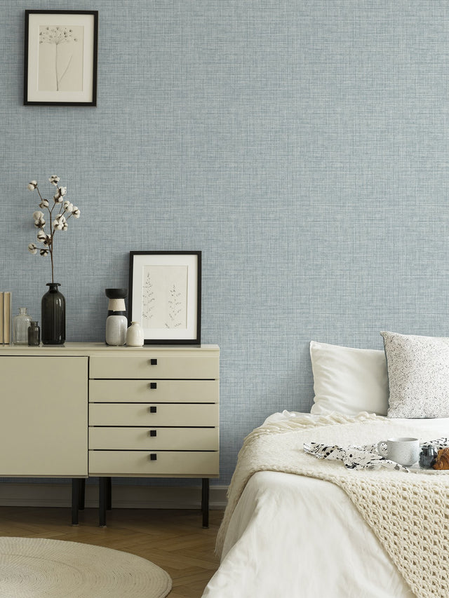 Tuckernuck Slate Linen Wallpaper with Fabric & Woven Textures Pattern, Farmhouse Style - A-Street Prints 2999-25790