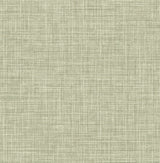 Tuckernuck Green Linen Wallpaper by A-Street Prints - Faux Woven Texture in Mossy Green and White