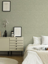 Tuckernuck Green Linen Wallpaper with Fabric & Woven Texture - A?Street Prints 2999-25792