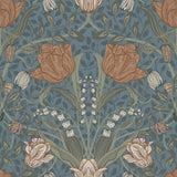 Filippa Blue Tulip Wallpaper with Botanical Floral Pattern, Modern Non Woven - A-Street Prints 2999-33009