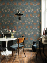 Filippa Blue Tulip Wallpaper with Botanical Floral Pattern, Modern Non Woven - A-Street Prints 2999-33009