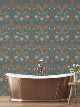 Filippa Blue Tulip Wallpaper with Botanical Floral Pattern, Modern Non Woven - A-Street Prints 2999-33009